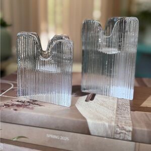 Kosta Boda Skyline Clear Glass Candle Holders